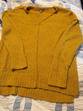 Wonderly Textured V-Neck Sweater in Mustard